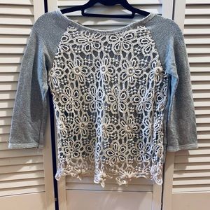 Grey flower pattern sweater